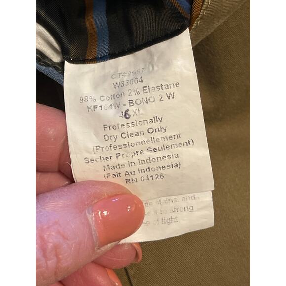Kroon Men's Bono 2 Washed Stretch Cotton Sport Coat Jacket Olive Green 46 X-Long - Picture 7 of 8